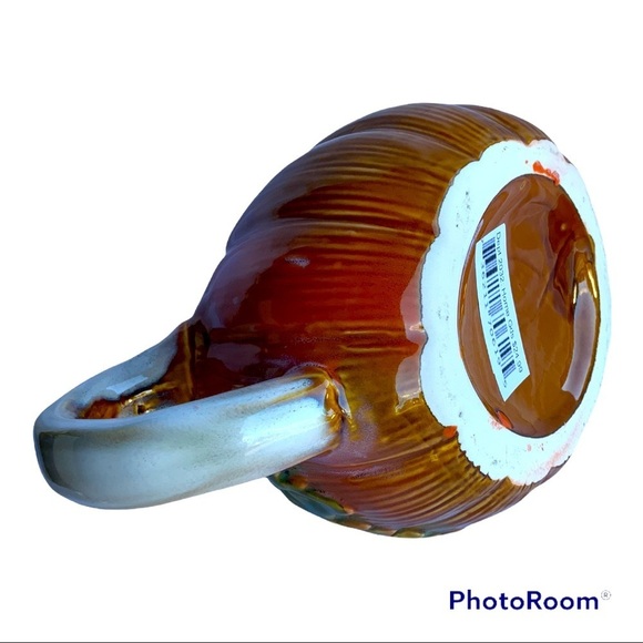 Harvest Pumpkin Gravy Boat Pitcher Hand Painted Glazed Ceramic NEW Merchandise - Picture 5 of 15